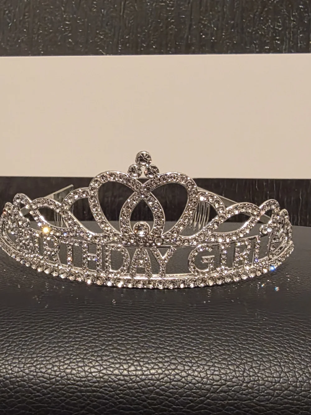 Birthday Girl Rhinestone Tiara Crown - Silver